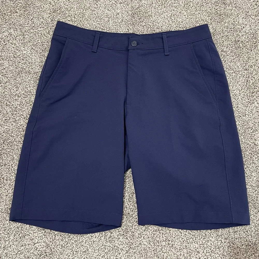 Under Armour Shorts Mens 34 Match Play Golf Elastic Waist Navy Blue Performance - Picture 1 of 7